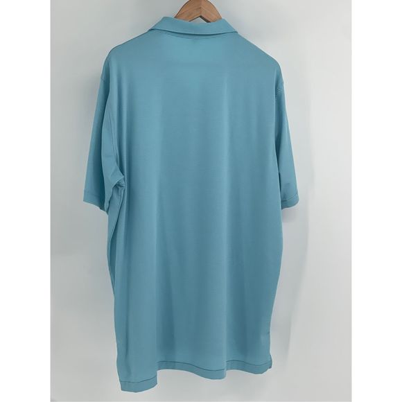 Peter Millar Polo Golf Shirt Men XL Blue Striped Short Sleeve Yellow‎ Flag - Picture 10 of 13